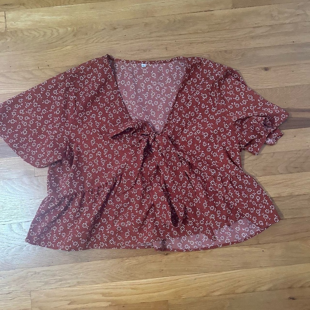 SHEIN Rust Floral Blouse